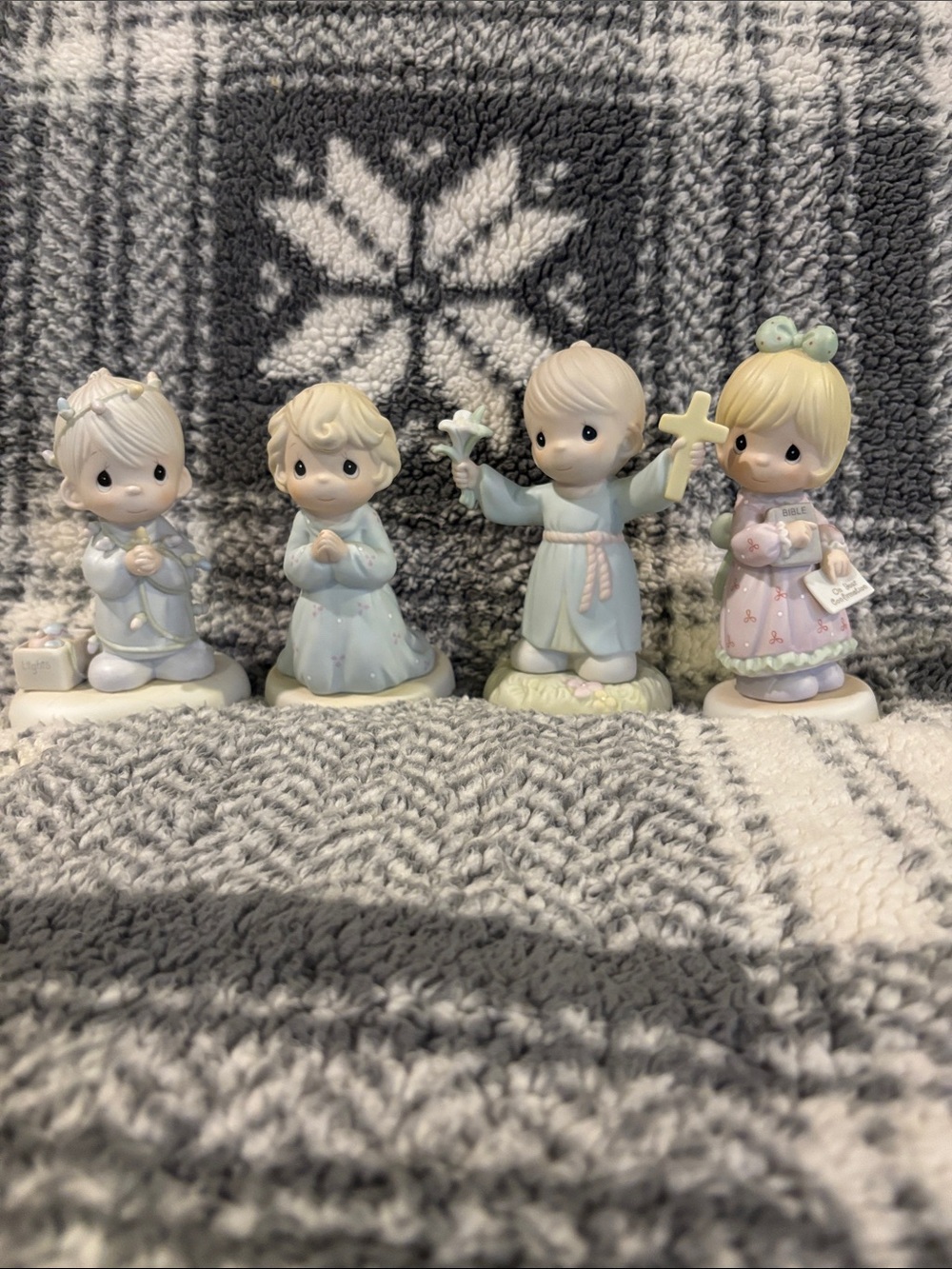 Precious Moments Pastel Figurine Quartet in Blue, Pink and Cream